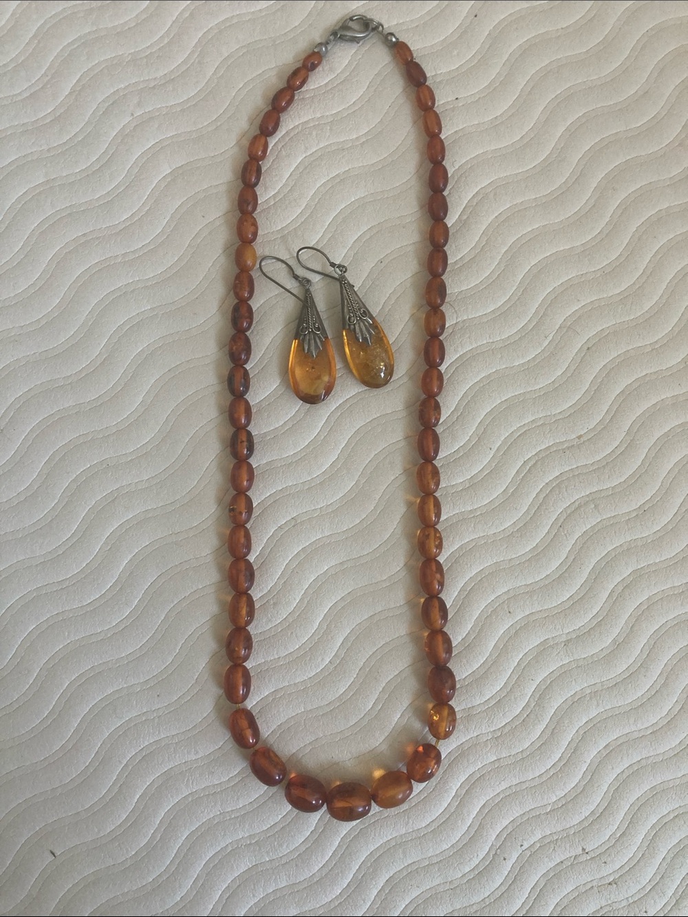 Amber Antique Necklace and Drop Earrings Necklace Set
